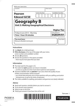 Geography B Unit 3: Making Geographical Decisions