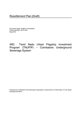 IND: Tamil Nadu Urban Flagship Investment Program (TNUFIP) – Coimbatore Underground Sewerage System