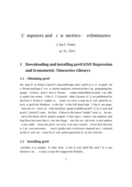 Computers and Econometrics - Preliminaries