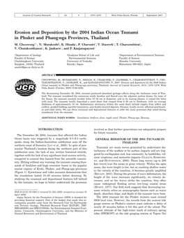 Erosion and Deposition by the 2004 Indian Ocean Tsunami in Phuket and Phang-Nga Provinces, Thailand M