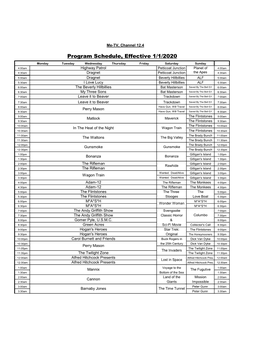 Program Schedule, Effective 1/1/2020