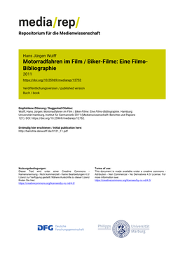 Motorradfahren Im Film / Biker-Filme: Eine Filmo- Bibliographie 2011