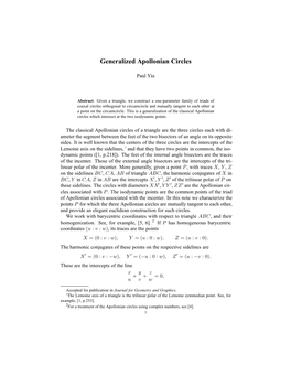 Generalized Apollonian Circles