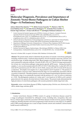 Molecular Diagnosis, Prevalence and Importance of Zoonotic Vector-Borne Pathogens in Cuban Shelter Dogs—A Preliminary Study