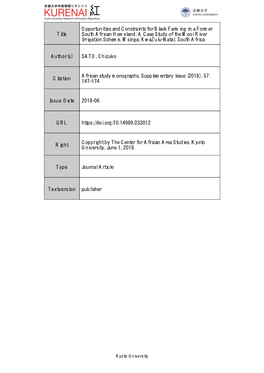 Title Opportunities and Constraints for Black Farming in a Former South