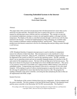 Connecting Embedded Systems to the Internet