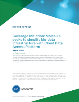Coverage Initiation: Molecula Seeks to Simplify Big-Data Infrastructure with Cloud Data Access Platform