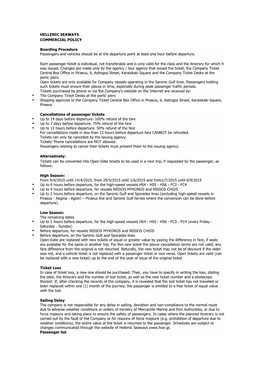 HELLENIC SEAWAYS COMMERCIAL POLICY Boarding Procedure