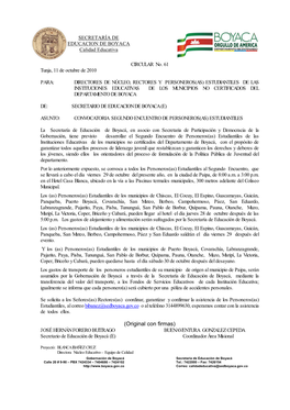 (Original Con Firmas) JOSÉ HERNÁN FORERO BUITRAGO BUENAVENTURA GONZALEZ CEPEDA Secretario De Educación De Boyacá (E) Coordinador Área Misional