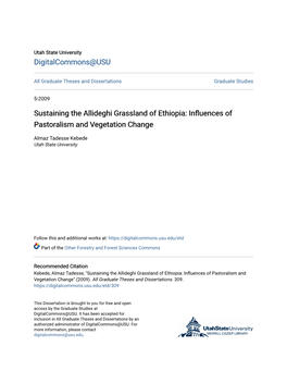 Sustaining the Allideghi Grassland of Ethiopia: Influences of Pastoralism and Vegetation Change