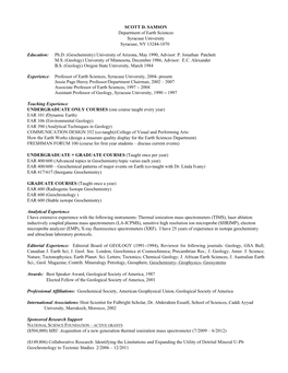 Geochemistry) University of Arizona, May 1990, Advisor: P