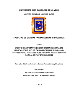 Universidad Inca Garcilaso De La Vega Nuevos Tiempos, Nuevas Ideas Facultad De Ciencias Farmacéuticas Y Bioquímica Tesis Efect