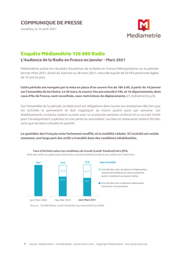 COMMUNIQUE DE PRESSE Enquête Médiamétrie 126 000 Radio