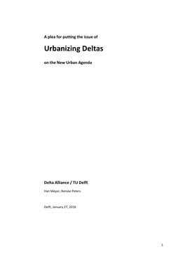 Urbanizing Deltas on the New Urban Agenda