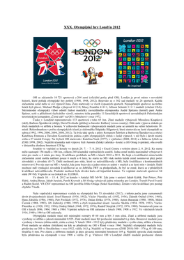 XXX. Olympijské Hry Londýn 2012