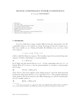 MOTIVIC COHOMOLOGY with Z/2-COEFFICIENTS � by VLADIMIR VOEVODSKY