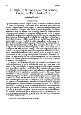 Concerted Activity Under the Taft-Hartley Act John Pauljennings*