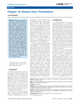 Chapter 15: Disease Gene Prioritization