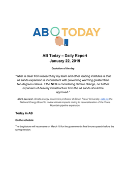 AB Today – Daily Report January 22, 2019