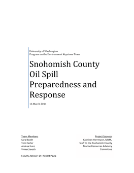 Snohomish County Oil Spill Preparedness and Response