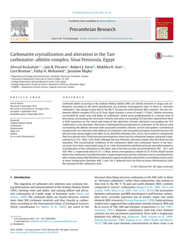 Carbonatite Crystallization and Alteration in the Tarr Carbonatite