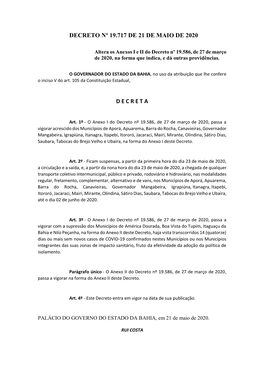 Decreto Nº 19.717 De 21 De Maio De 2020