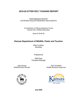 2019-20 OTTER PELT TAGGING REPORT Kansas Department of Wildlife, Parks and Tourism