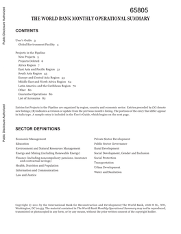 The World Bank Monthly Operational Summary