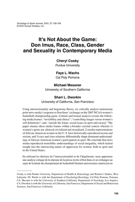 It's Not About the Game: Don Imus, Race, Class, Gender and Sexuality