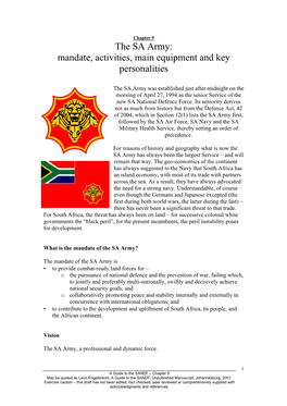 The SA Army: Mandate, Activities, Main Equipment and Key Personalities