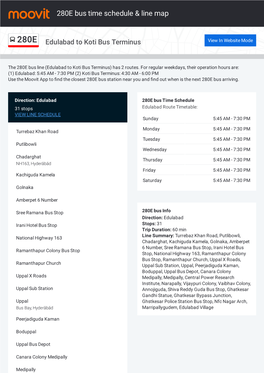 280E Bus Time Schedule & Line Route