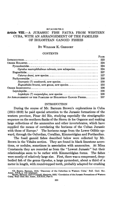 Cuba, with an Arrangement of the Families of Holostean Ganoid Fishes by William K