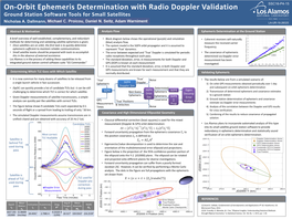 On-Orbit Ephemeris Determination with Radio Doppler Validation SSC16-P4-15 Ground Station Software Tools for Small Satellites