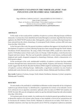 Explosive Cyclones in the North Atlantic: Nao Influence and Multidecadal Variability