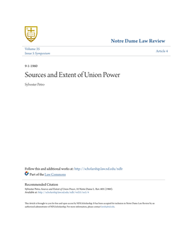 Sources and Extent of Union Power Sylvester Petro