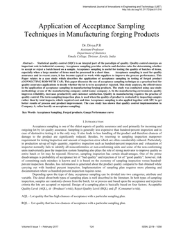 Application of Acceptance Sampling Techniques in Manufacturing Forging Products