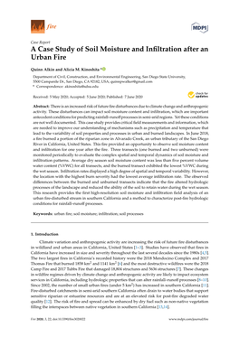 A Case Study of Soil Moisture and Infiltration After an Urban Fire