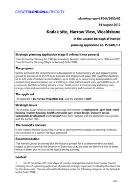 Kodak Site, Harrow View, Wealdstone in the London Borough of Harrow Planning Application No