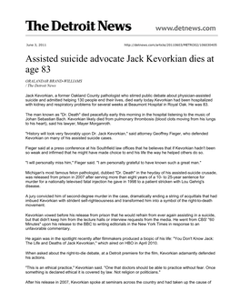 Assisted Suicide Advocate Jack Kevorkian Dies At