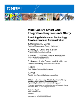 Multi-Lab EV Smart Grid Integration Requirements Study Providing Guidance on Technology Development and Demonstration T