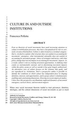 Culture in and Outside Institutions 163