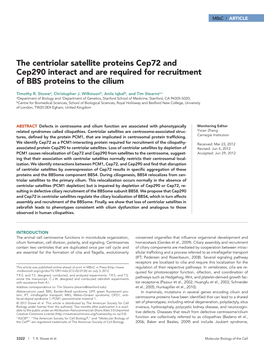 The Centriolar Satellite Proteins Cep72 and Cep290 Interact and Are Required for Recruitment of BBS Proteins to the Cilium