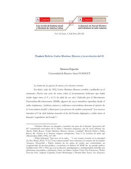 Traducir Bolivia: Carlos Martínez Moreno Y La Revolución Del 52