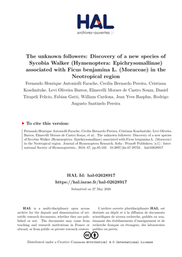 (Hymenoptera: Epichrysomallinae) Associated with Ficus Benjamina L