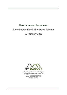 Natura Impact Statement River Poddle Flood Alleviation Scheme 10Th January 2020