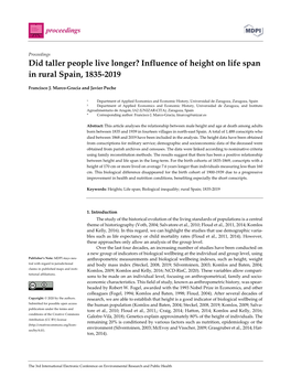 Influence of Height on Life Span in Rural Spain, 1835-2019