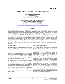 MISC™ – a Novel Approach to Low-Cost Imaging Satellites