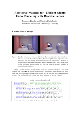 Efficient Monte Carlo Rendering with Realistic Lenses