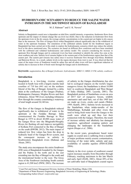 Hydrodynamic Scenario's to Reduce the Saline Water