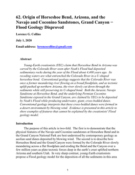 62. Origin of Horseshoe Bend, Arizona, and the Navajo and Coconino Sandstones, Grand Canyon − Flood Geology Disproved